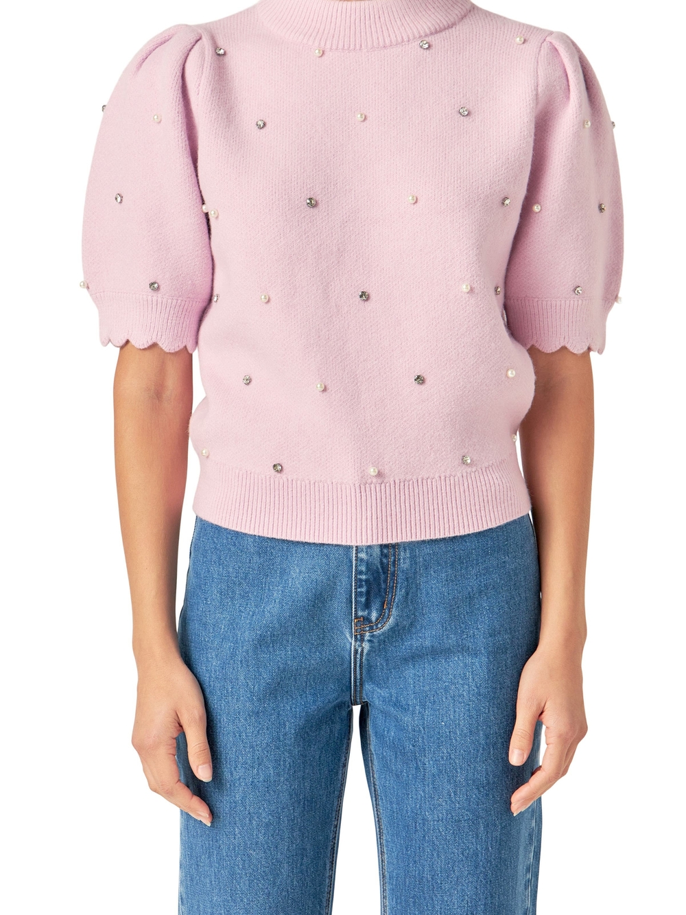 Embellished Short Sleeve Sweater
English Factory